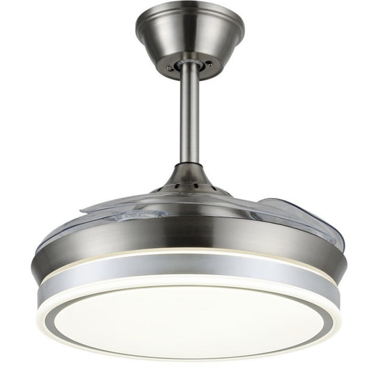 Ventilador de techo Ambra-S de PB Lighting (Ø92cm) Cromo Mate, con luz LED CCT, app Fan Lamp Pro y mando - Ref PB80512.

