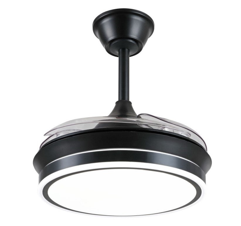 Ventilador de techo Ambra-S de PB Lighting (Ø92cm) Negro, con luz LED CCT, app Fan Lamp Pro y mando - Ref PB80514.

