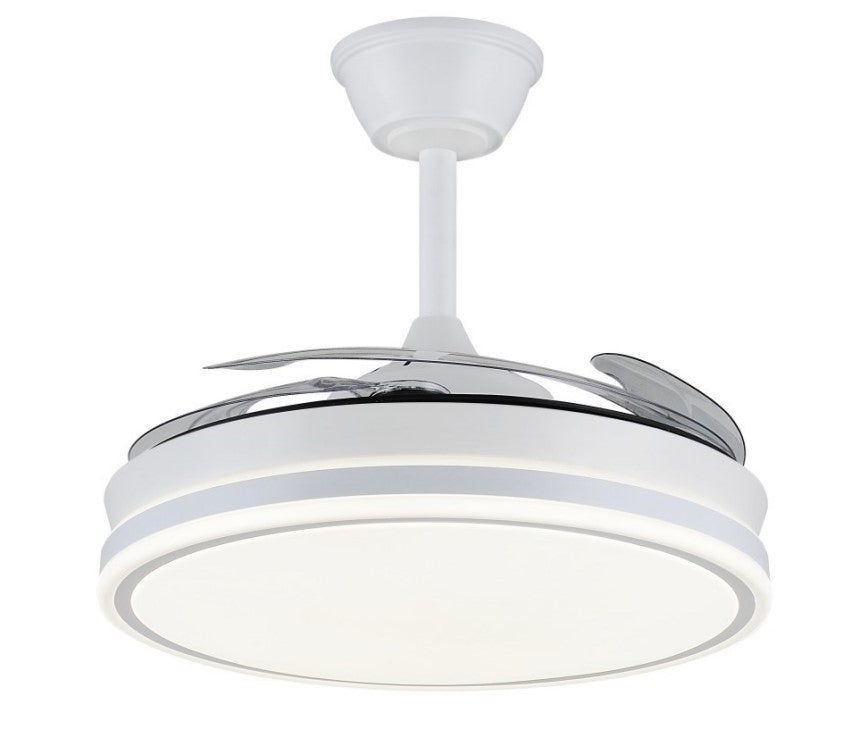 Ventilador de techo Ambra-L de PB Lighting (Ø108cm) Blanco, con luz LED CCT 8000lm, app Fan Lamp Pro y mando - Ref PB80611.

