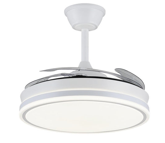 Ventilador de techo Ambra-L de PB Lighting (Ø108cm) Blanco, con luz LED CCT 8000lm, app Fan Lamp Pro y mando - Ref PB80611.

