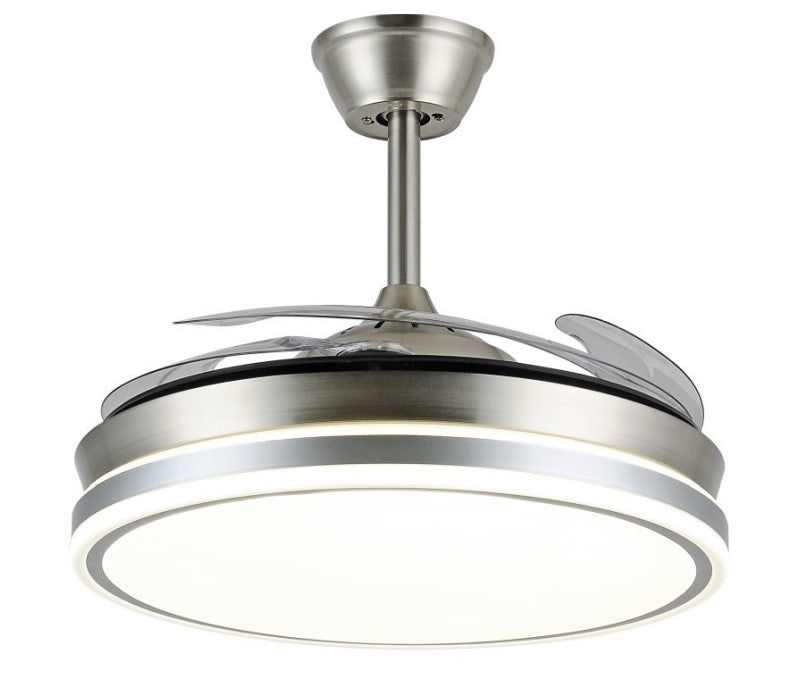 Ventilador de techo Ambra-L de PB Lighting (Ø108cm) Cromo Mate, con luz LED CCT 8000lm, app Fan Lamp Pro y mando - Ref PB80612.

