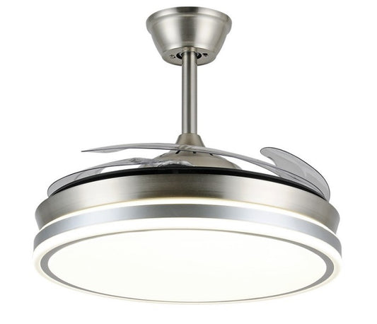 Ventilador de techo Ambra-L de PB Lighting (Ø108cm) Cromo Mate, con luz LED CCT 8000lm, app Fan Lamp Pro y mando - Ref PB80612.

