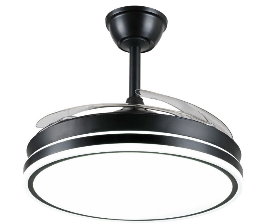 Ventilador de techo Ambra-L de PB Lighting (Ø108cm) Negro, con luz LED CCT 8000lm, app Fan Lamp Pro y mando - Ref PB80614.

