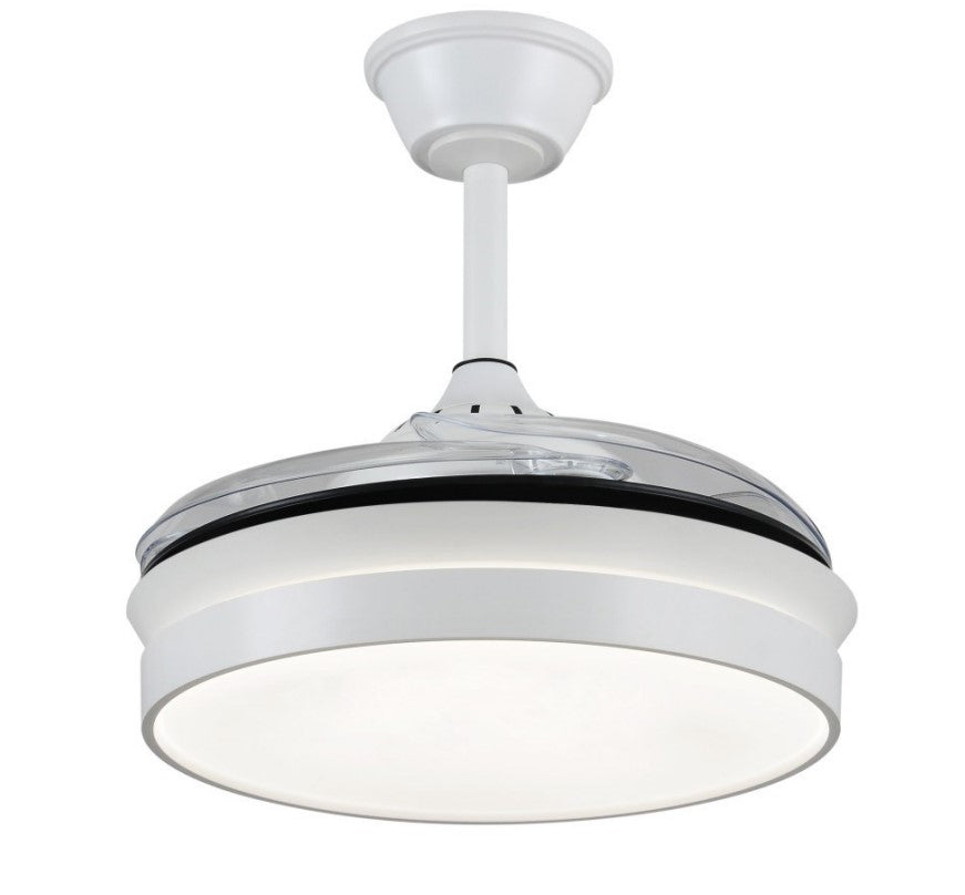 Ventilador de techo Mina-S de PB Lighting (Ø82cm) Blanco+Blanco, con luz LED CCT, app Fan Lamp Pro y mando - Ref PB80711.

