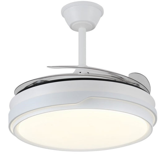 Ventilador de techo Selina-XL de PB Lighting (Ø122cm) Blanco, con luz LED CCT 8000lm, app Fan Lamp Pro y mando - Ref PB90221.

