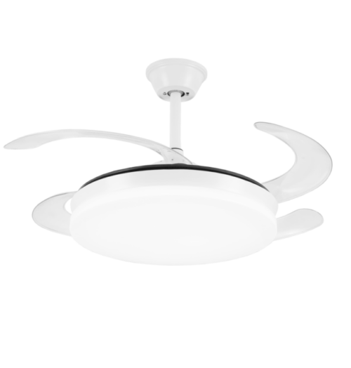 Ventilador de techo Isabella-XL de PB Lighting (Ø122cm) Blanco, con luz LED CCT 8000lm, app Fan Lamp Pro y mando - Ref PB90411.

