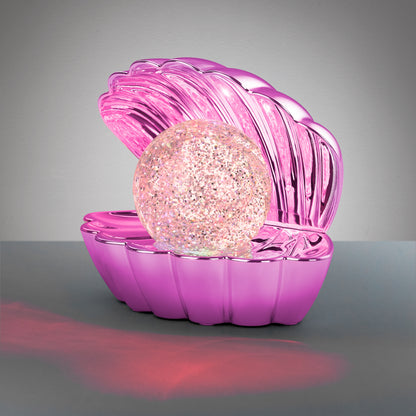 Lámpara de Sobremesa Infantil Shelly Concha RGB Rosa Trio Lighting con la perla en luz roja | Trio Lighting