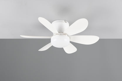 Ventilador de Techo LUND de Trio Lighting (Lund (Blanco)) en color Blanco Mate con seis aspas y luz central, vista frontal - Ref R67462131. LUZ APAGADA
