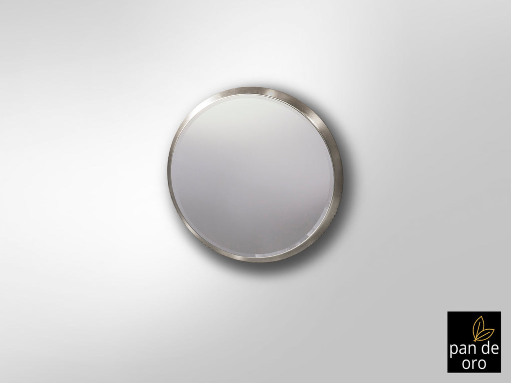 Espejo redondo Aries 44Ø Pan de Plata Schuller (119023) - Diseño clásico renovado para dormitorio, recibidor o salón. Con marco de DM y cristal plateado.