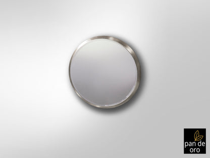 Espejo redondo Aries 44Ø Pan de Plata Schuller (119023) - Diseño clásico renovado para dormitorio, recibidor o salón. Con marco de DM y cristal plateado.