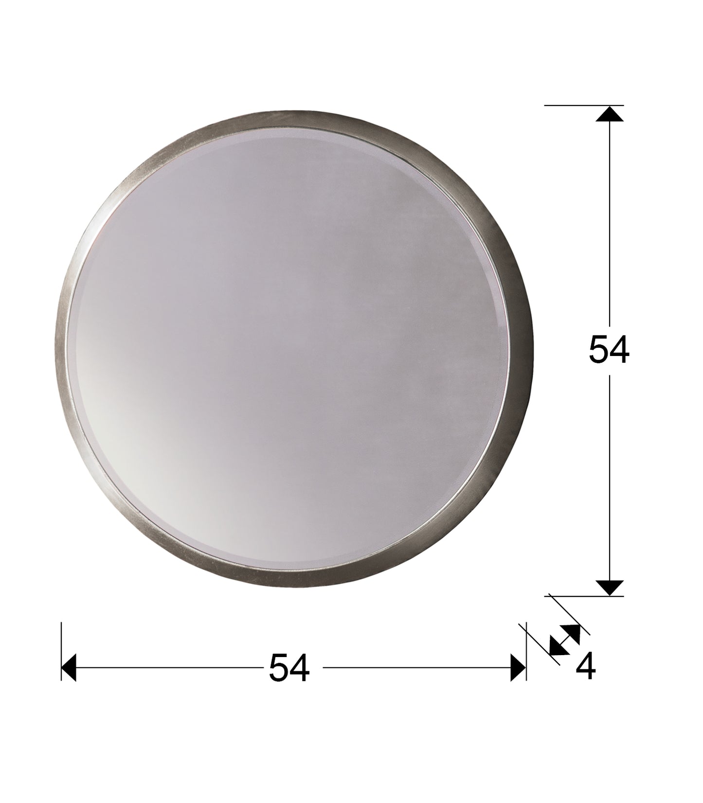 Medidas de Espejo redondo Aries pan de plata de Schuller, estilo clásico renovado con marco plateado y diseño glamuroso, fabricado en cristal y DM.