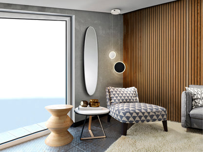 Espejo ovalado Aries negro 136x36 cm para recibidor o salón, diseño moderno y minimalista de Schuller.