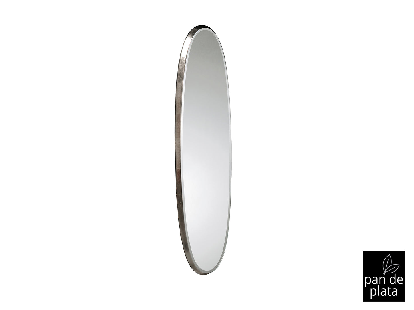 Espejo ovalado Aries pan de plata de Schuller, diseño Art Decó y moderno. Fabricado en cristal y DM, ideal para la decoración del hogar. Referencia 119474.
