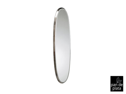 Espejo ovalado Aries pan de plata de Schuller, diseño Art Decó y moderno. Fabricado en cristal y DM, ideal para la decoración del hogar. Referencia 119474.