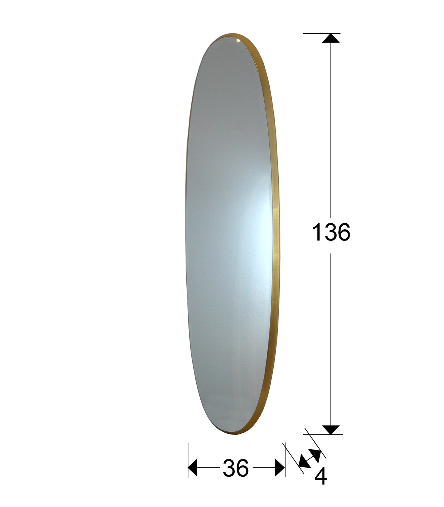 Medidas de Espejo ovalado Aries pan de oro de Schuller en dormitorio o salón, con marco DM dorado y luna biselada, ideal como espejo decorativo.