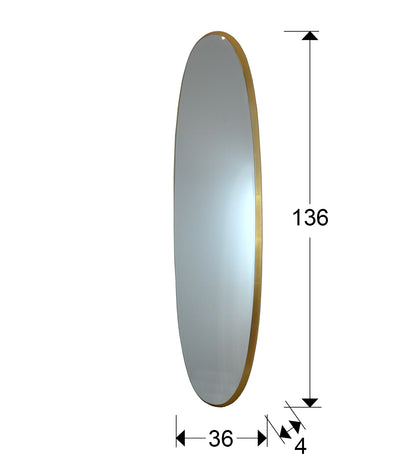 Medidas de Espejo ovalado Aries pan de oro de Schuller en dormitorio o salón, con marco DM dorado y luna biselada, ideal como espejo decorativo.