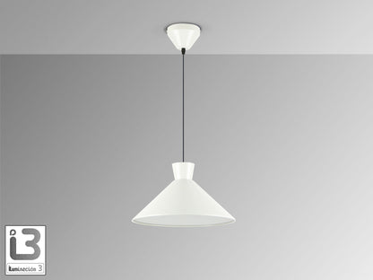 Lámpara colgante Cono Gris Perla Mate Schuller 12458, diseño moderno y minimalista en metal y acrílico, ideal para comedor o salón.