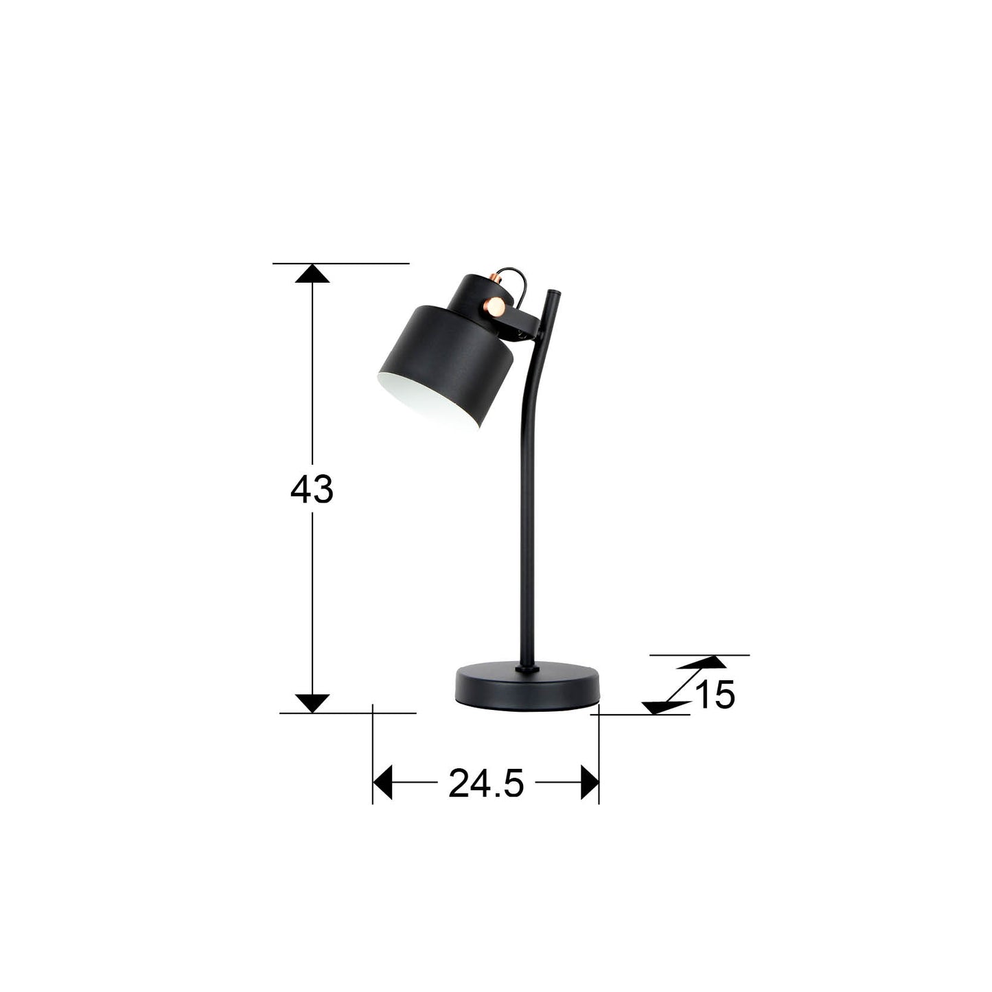 Medidas de Lámpara de sobremesa Erika negro-cobre de Schuller (modelo 12469) en salón moderno.