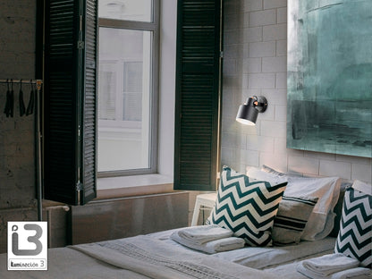 ```
Aplique Erika negro mate y cobre satinado de Schuller (modelo 12476) - Iluminación de pared industrial moderna de metal para interior.
```