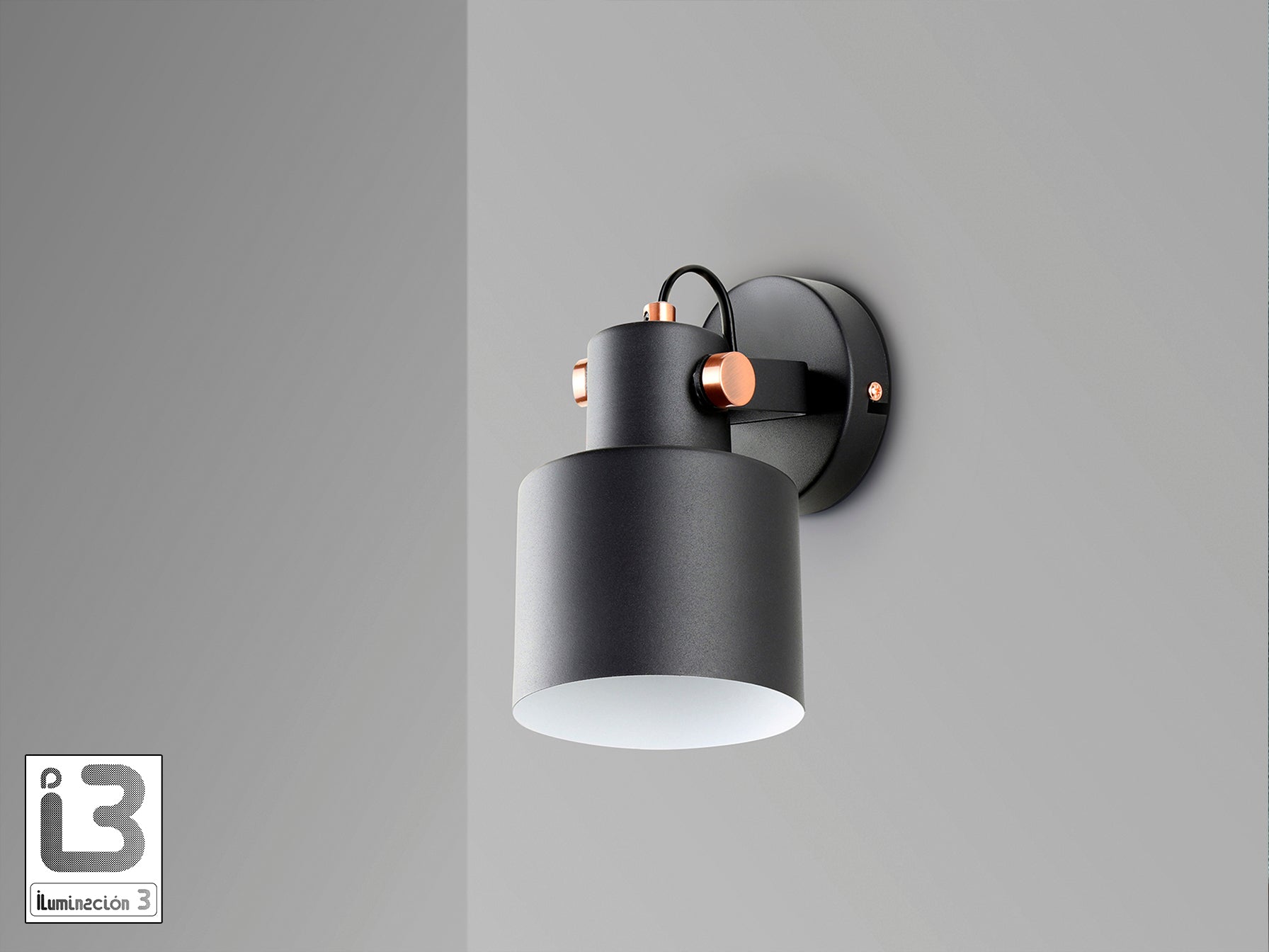 Aplique Erika negro mate y cobre satinado de Schuller (12476) - Iluminación de pared industrial y moderna de metal para interiores.