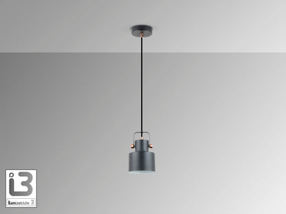 Lámpara de techo I3-ERIKA negro-cobre Schuller (12483) - Diseño industrial moderno para comedor o salón, con detalles en cobre y metal.