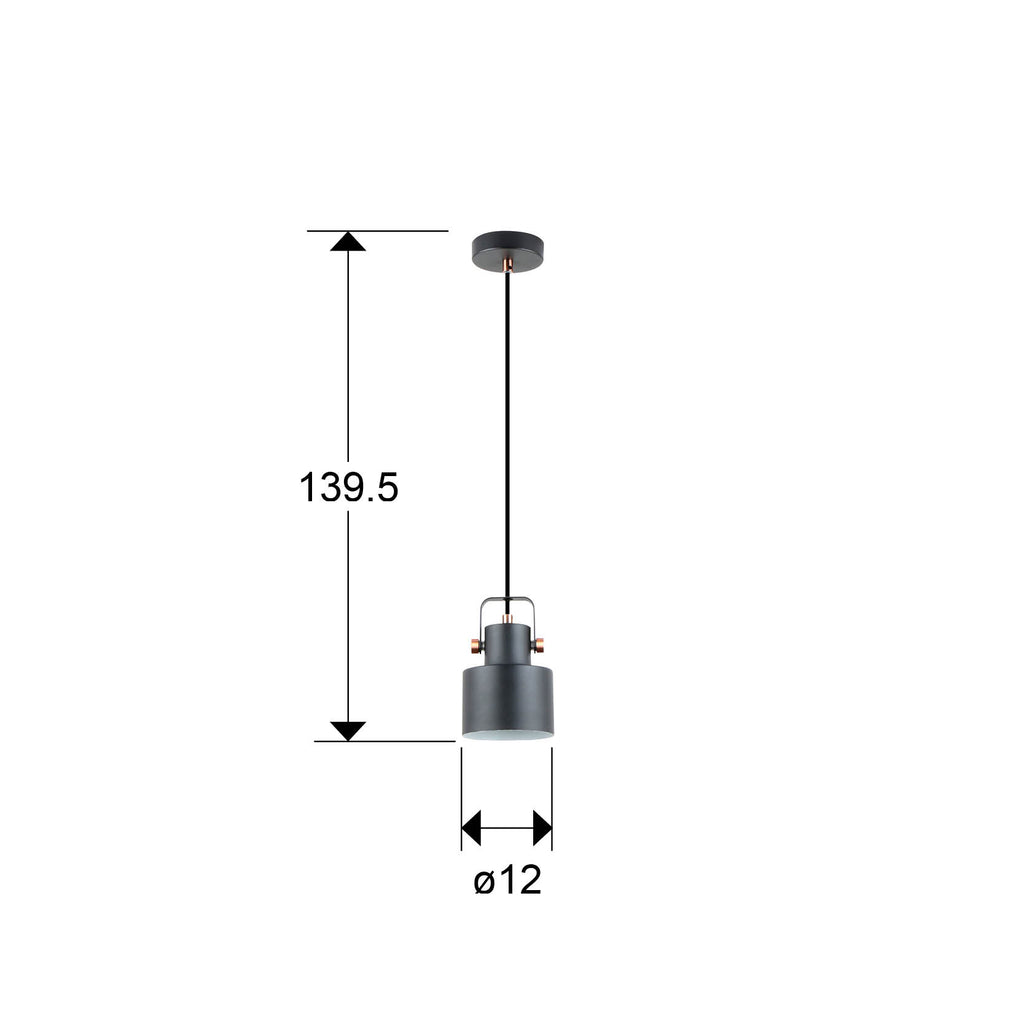 Medidas de Lámpara de techo Erika negro-cobre de Schuller (12483) - Diseño industrial moderno para comedor y salón, con detalles en metal y cobre.
