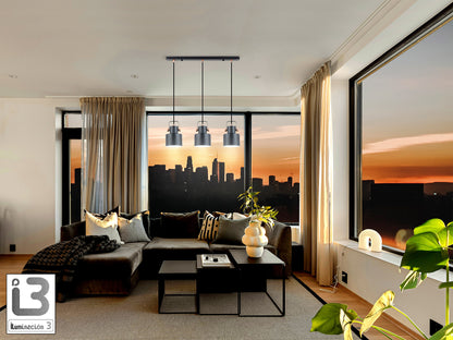 Lámpara de techo Erika 3 luces negro cobre Schuller, ideal para comedor, dormitorio o salón. Diseño industrial moderno con metal bicolor, regulable en altura.