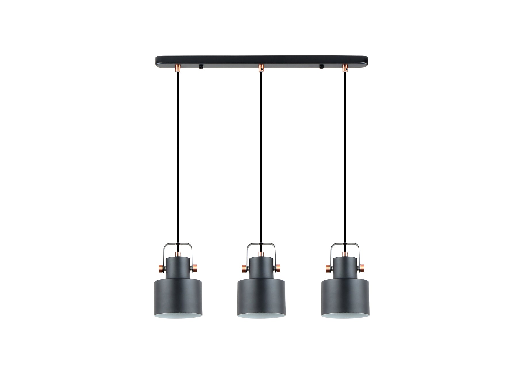 Lámpara de techo Erika 3 luces negro cobre Schuller, colgante moderno para comedor o dormitorio, estilo industrial y nórdico, regulable en altura.