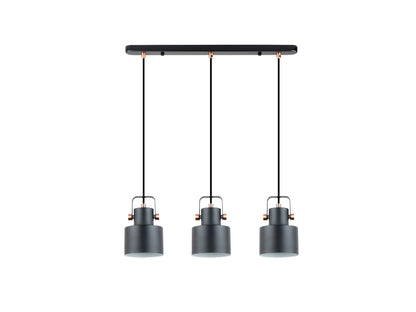 Lámpara de techo Erika 3 luces negro cobre Schuller, colgante moderno para comedor o dormitorio, estilo industrial y nórdico, regulable en altura.