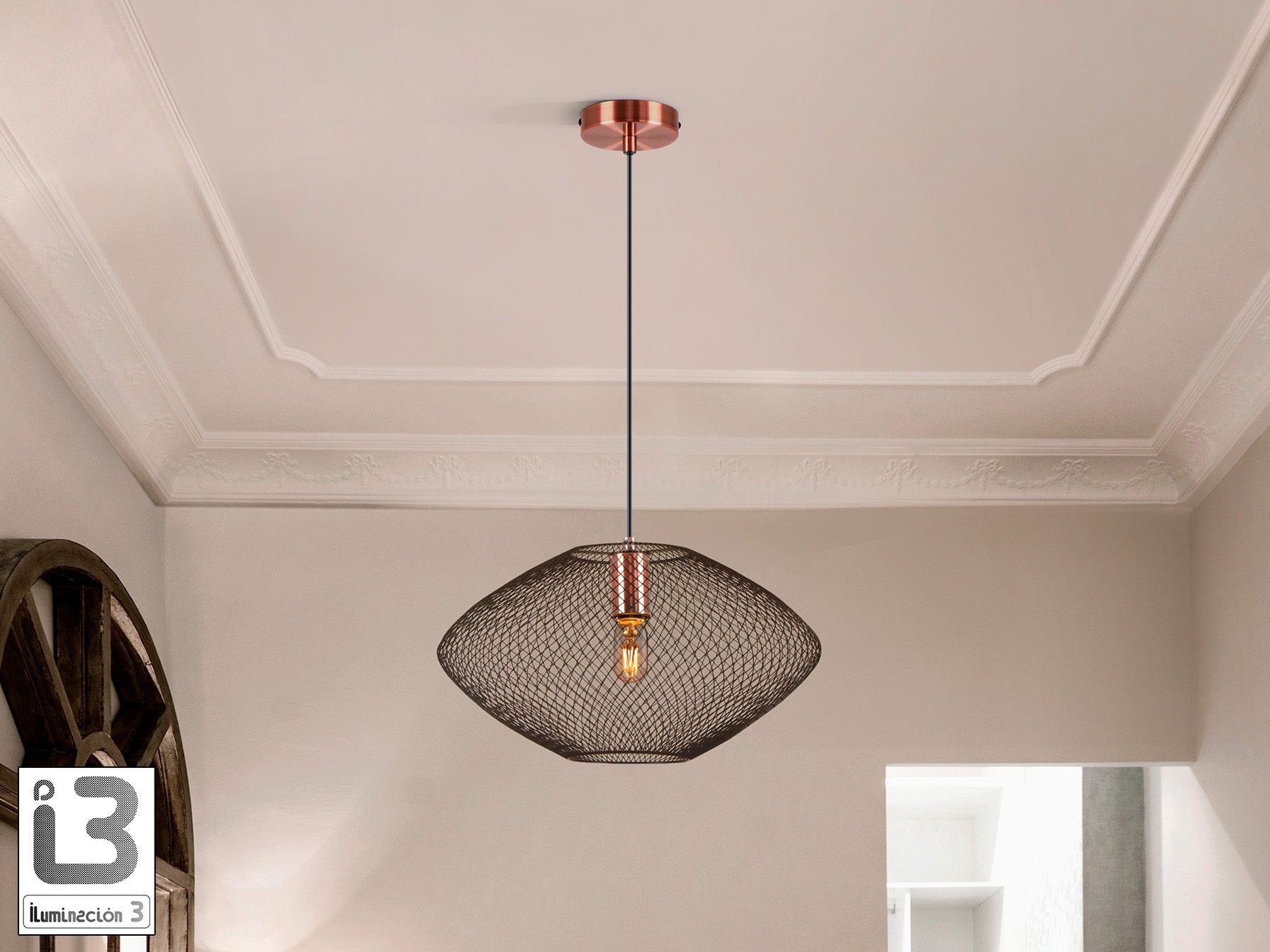 Lámpara colgante Melany cobre negro para comedor o salón de estilo industrial moderno de Schuller, fabricada en metal.