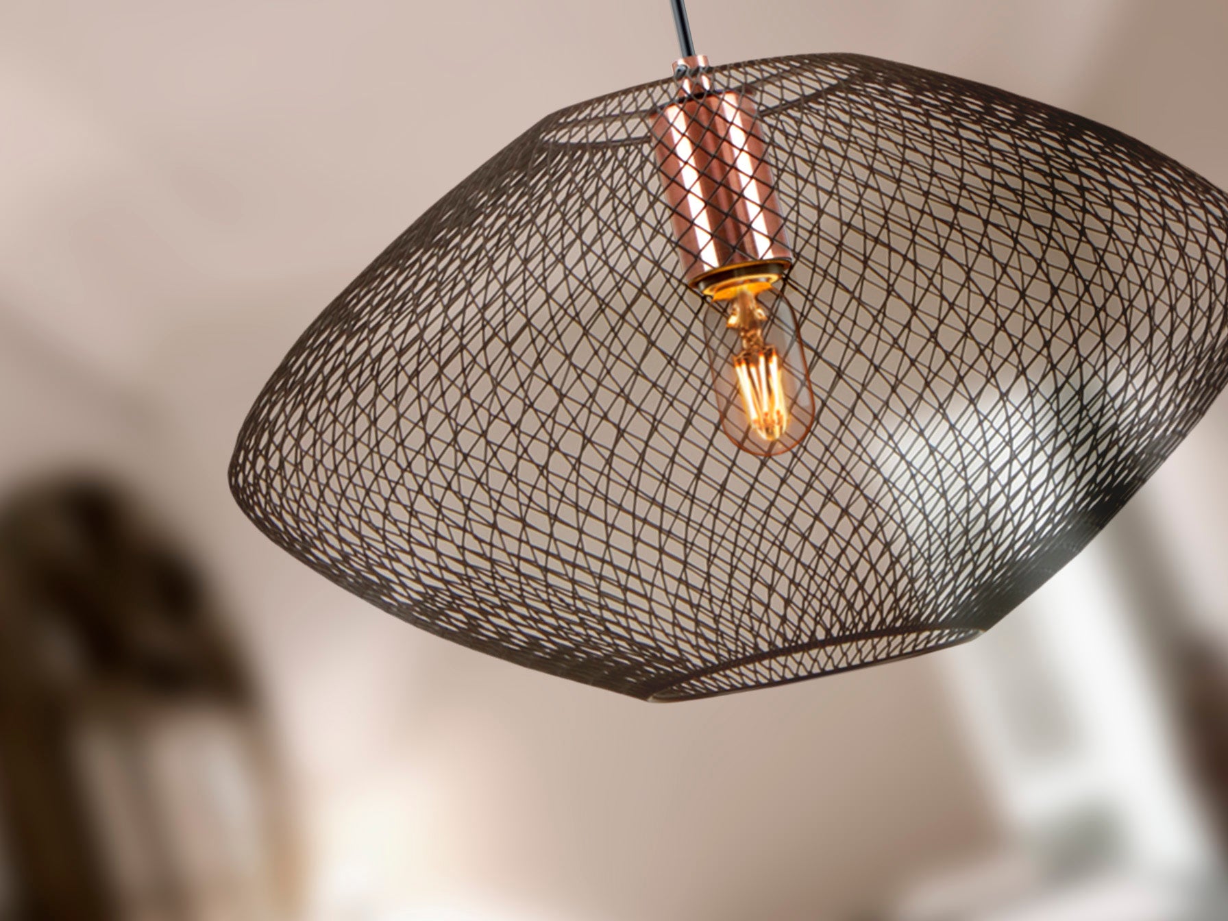 Lámpara colgante Melany de cobre negro para comedor o salón, estilo industrial moderno de Schuller.