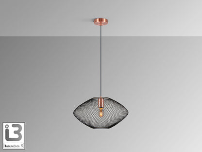 Lámpara colgante Melany cobre negro de estilo industrial para comedor o salón, fabricada en metal por Schuller.