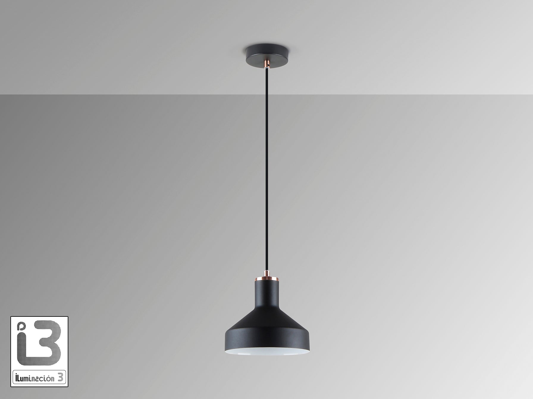 Lámpara de techo Irias negro-cobre de Schuller (12537) para iluminación interior moderna y minimalista, fabricada en metal con detalles en cobre y diseño colgante.