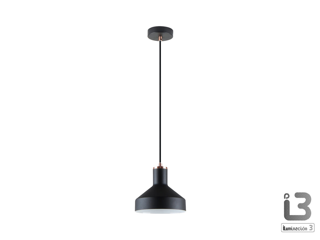 Lámpara de techo Irias negro-cobre de Schuller, diseño minimalista y moderno. Fabricada en metal con detalles en cobre. Ideal para iluminación interior.