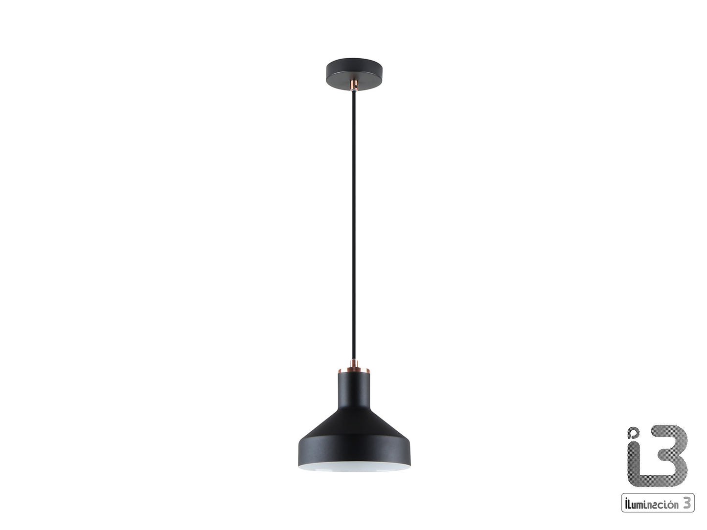 Lámpara de techo Irias negro-cobre de Schuller, diseño minimalista y moderno. Fabricada en metal con detalles en cobre. Ideal para iluminación interior.