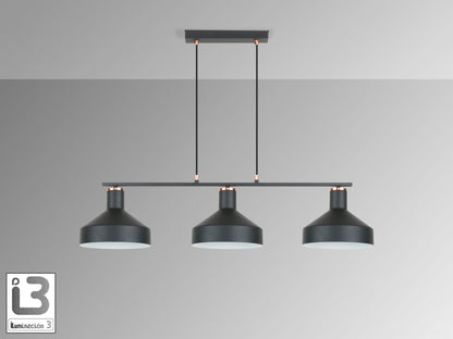 Lámpara de techo Irias negra y cobre de Schuller (12555) para salón - Diseño industrial moderno, metal regulable.