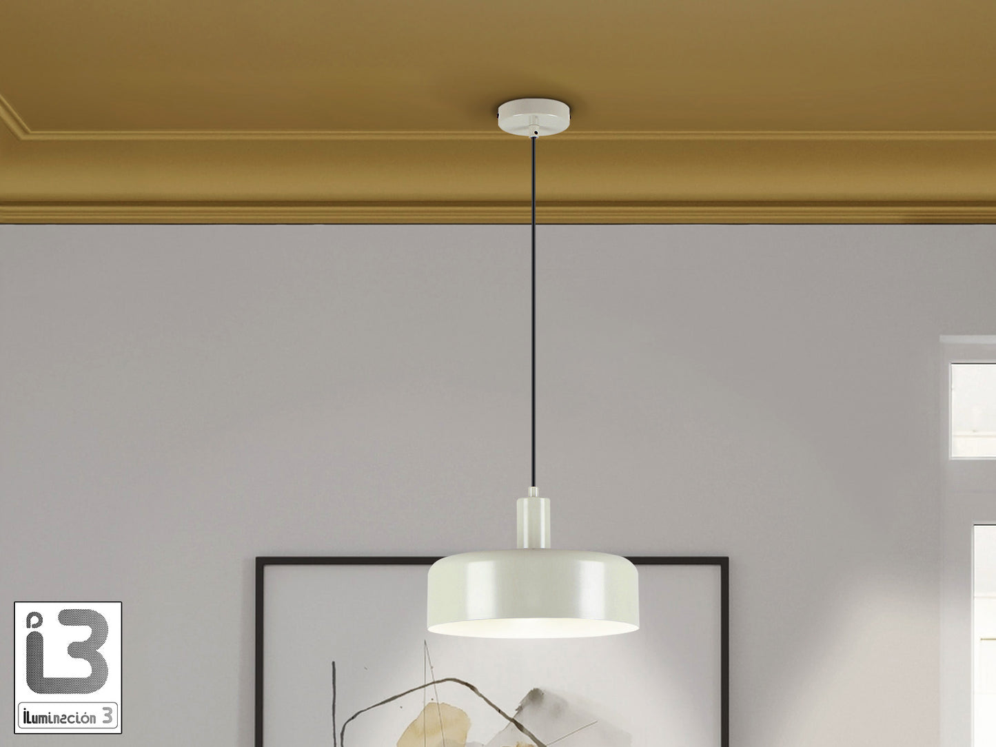 Lámpara colgante Alessia gris perla mate de metal para comedor y salón, estilo moderno y nórdico, regulable en altura, con bombilla E27, de Schuller.