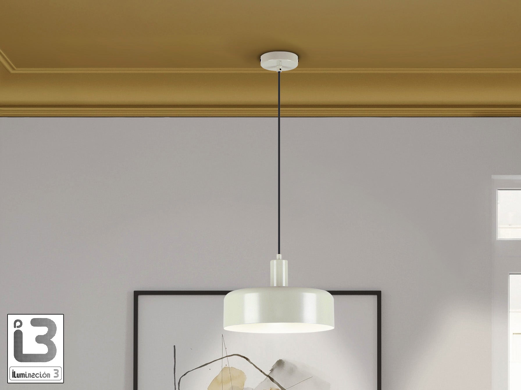 Lámpara colgante Alessia gris perla mate de metal para comedor y salón, estilo moderno y nórdico, regulable en altura, con bombilla E27, de Schuller.