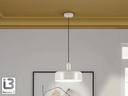 Lámpara colgante Alessia gris perla mate de metal para comedor y salón, estilo moderno y nórdico, regulable en altura, con bombilla E27, de Schuller.