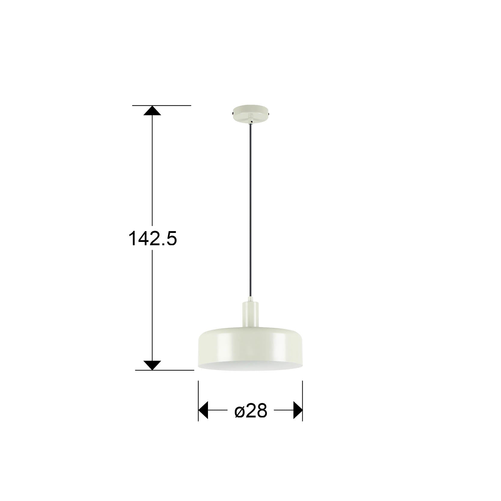 Medidas de Lámpara colgante Alessia gris perla mate de metal para comedor y salón - Schuller 12567 - Diseño moderno y nórdico, regulable en altura, con casquillo E27.