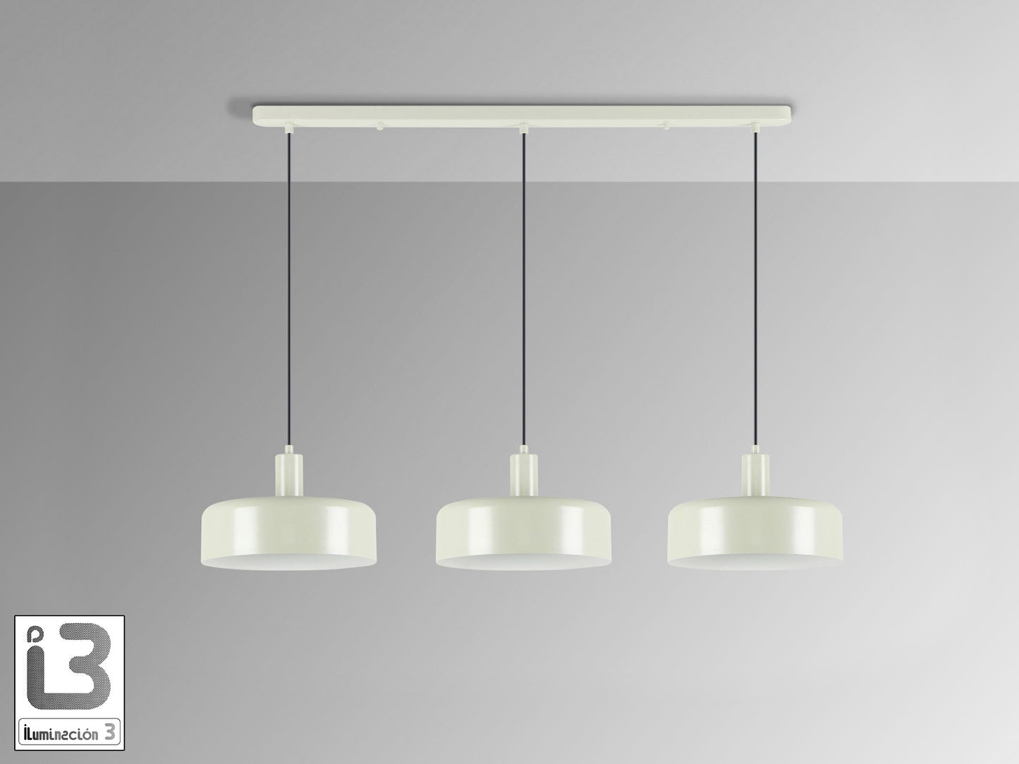 Lámpara de techo Alessia 3 luces gris perla mate de Schuller (12578) - Ideal para comedor y salón moderno, regulable en altura, con acabado en metal y blanco mate.