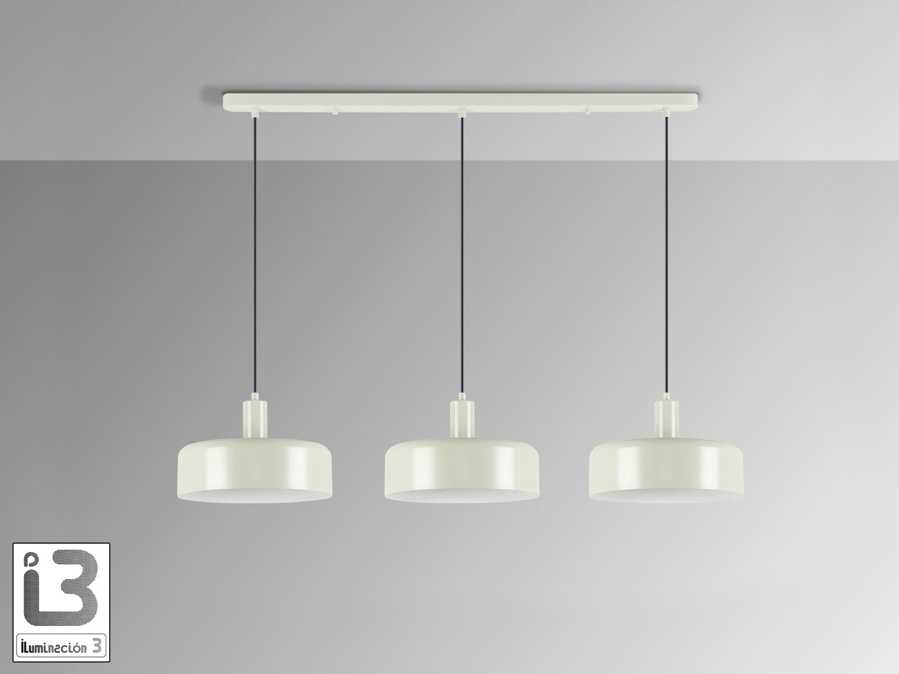 Lámpara de techo Alessia 3 luces gris perla mate de Schuller (12578) - Ideal para comedor y salón moderno, regulable en altura, con acabado en metal y blanco mate.