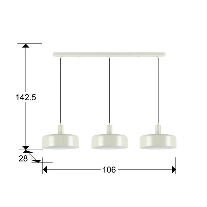Medidas de Lámpara de techo Alessia 3 luces gris perla mate para comedor y salón | Schuller 12578