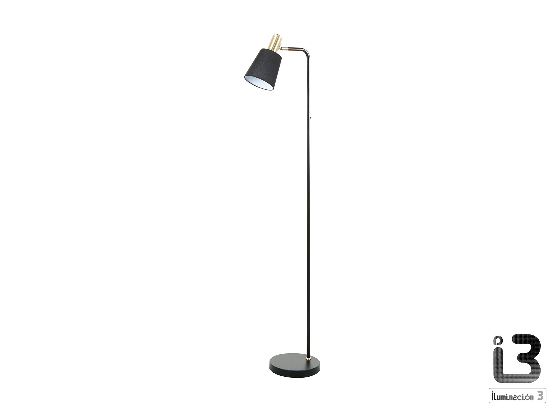 ```
Lámpara de pie Gisela negro y latón de Schuller (12592) para salón: diseño moderno en metal y textil, ideal para iluminación interior.
```