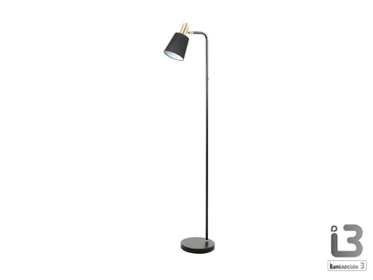 ```
Lámpara de pie Gisela negro y latón de Schuller (12592) para salón: diseño moderno en metal y textil, ideal para iluminación interior.
```