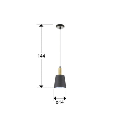 Medidas de Lámpara de techo Gisela negro-latón de Schuller (12607) - Diseño moderno con detalles en latón y pantalla textil, ideal para iluminación colgante en interiores.