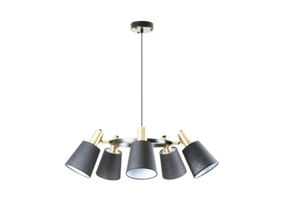 Lámpara de techo Gisela negro mate y latón de estilo moderno e industrial chic (Schuller 12616). Diseño colgante con detalles en latón y estructura de metal, ideal para iluminación decorativa.