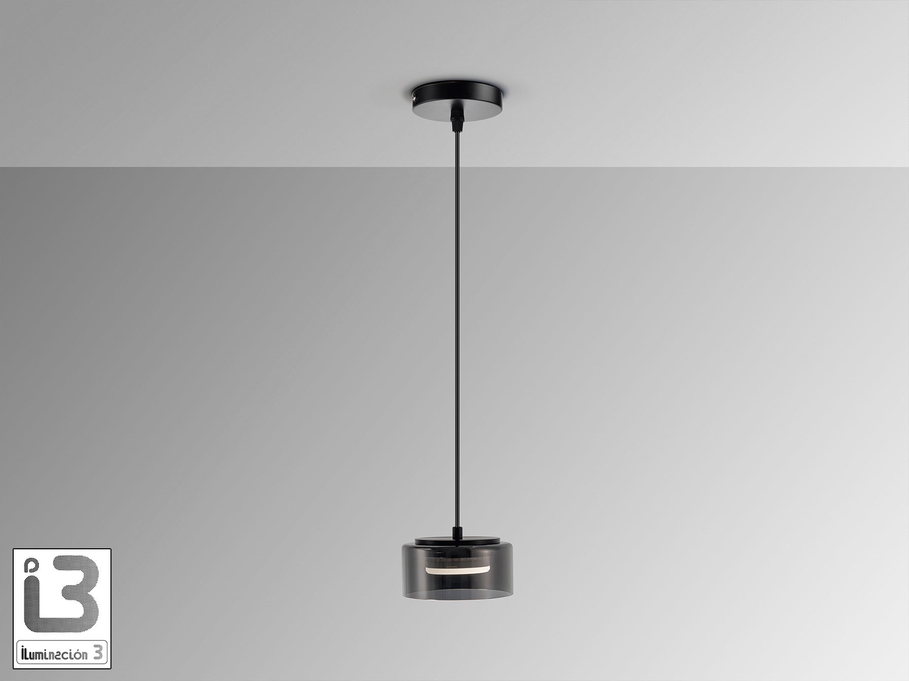 Lámpara colgante Olaia negra de cristal y metal para comedor o salón, estilo industrial y moderno | Schuller 12652