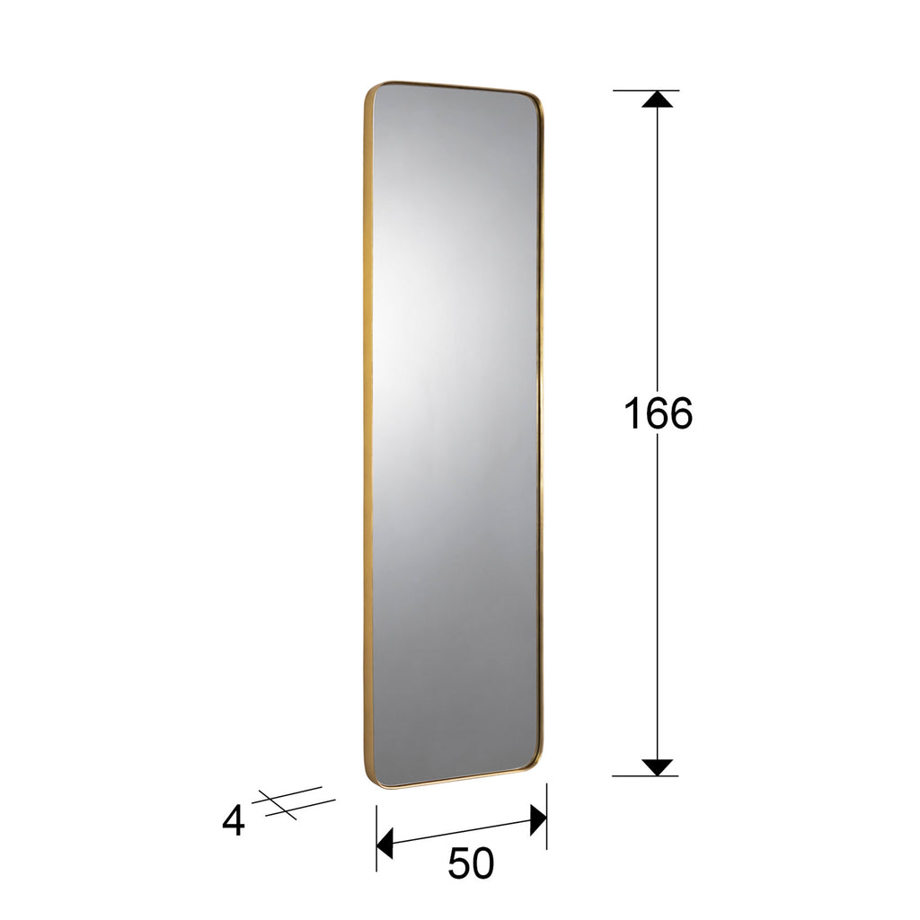 Medidas de Espejo rectangular Orio oro de Schuller en recibidor moderno, con marco dorado y diseño clásico. Ideal para salón, dormitorio y decoración glamour.