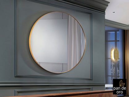 Espejo redondo ORIO pan de oro Schuller Ø120cm para salón, diseño glam y lujo.